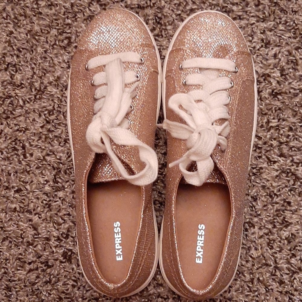 Express Gold Sparkly Sneakers
